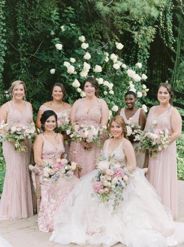 Ashley + Bridesmaids Dressed + Seated